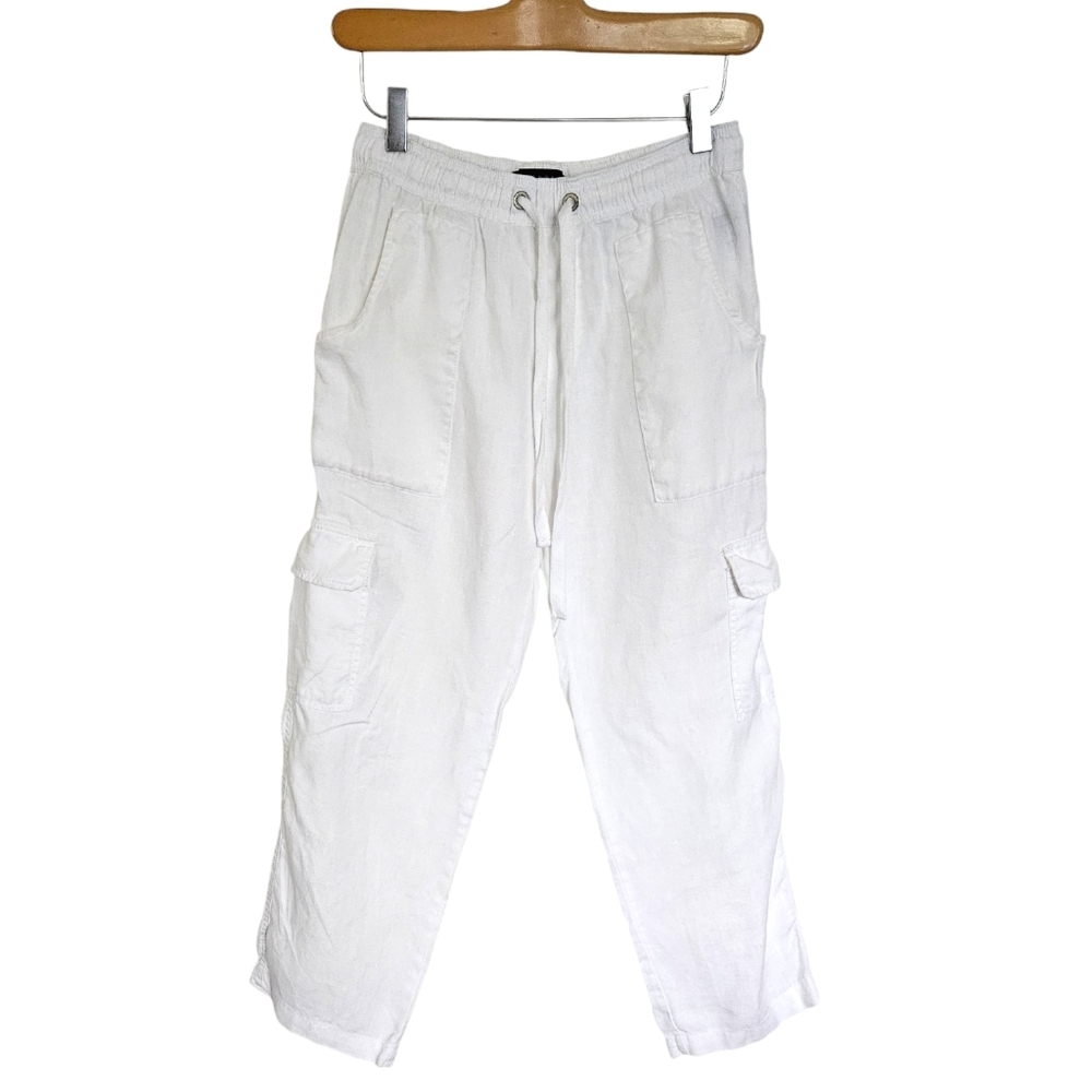 Sanctuary White Linen Cargo Ankle Pants XS